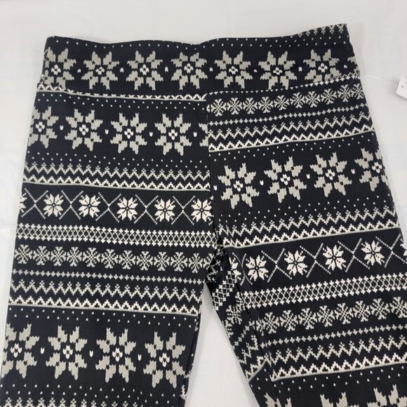 CHRISTMAS Snowflake Fitted High Rise Black Velour  Leggings – Medium - Picture 1 of 16